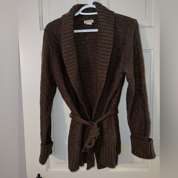 St. John's Bay Sweaters - 🤎 St. John’s Bay - chunky Brown cardigan sweater - size Large